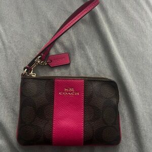 Coach Fuchsia and Brown Wristlet